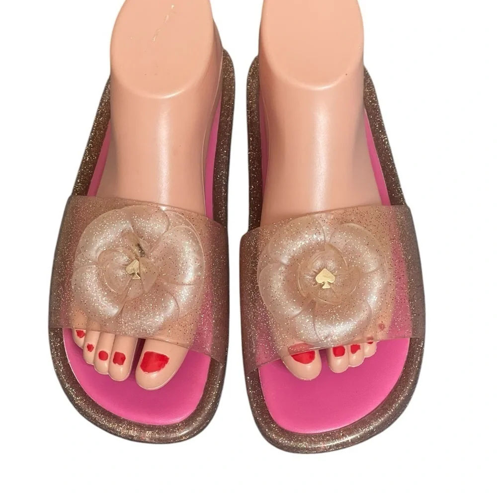 Kate Spade Splash Glitter Rubber Jelly Slip On Sandals Sz 8 Slides Flip Flop